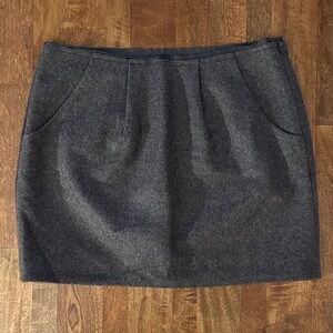 [J. Crew] Gray Pleated Wool Skirt